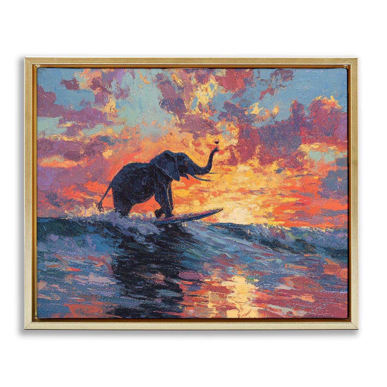 Stupell Industries Sunset Surf Elephant Floating Frame, design by Ziwei Li